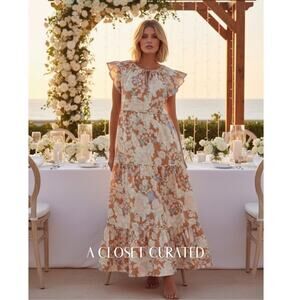 Ephemera Woodstock Tiered Floral Cotton Maxi Dress Medium/Large NWT